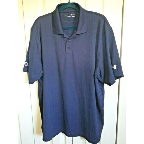 UNDER ARMOUR X- Large Navy Blue Loose Heat Gear Polo Sundance Marine Shirt L - Picture 1 of 5